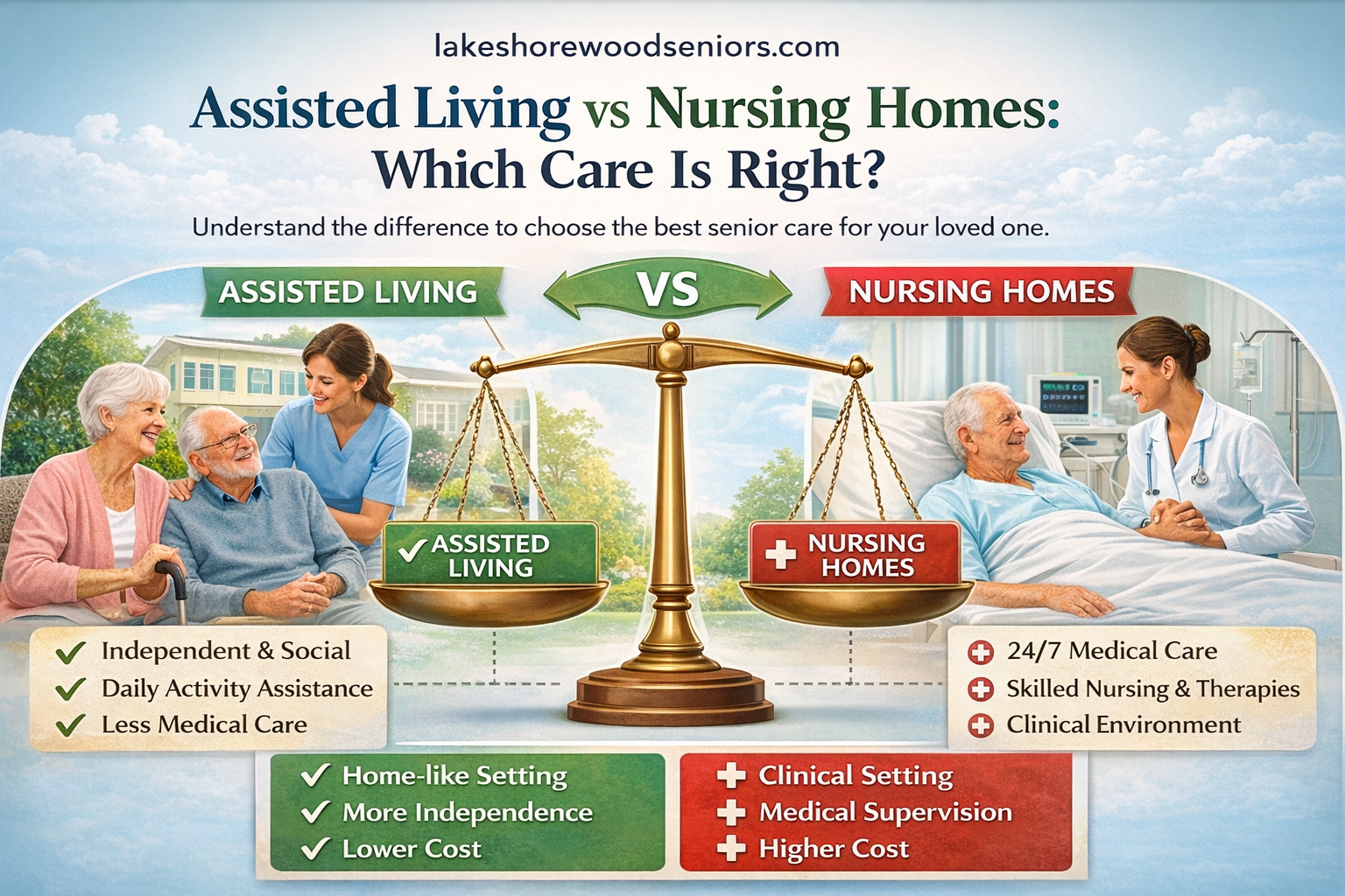 Assisted Living vs Nursing homes: What Level of Care Do you actually require?