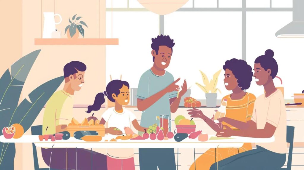 Family discussing cognitive health strategies in a warm, inviting setting